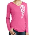thumbnail image 1 of Ladies White Tribal Dragon Lightweight Hoodie V-neck Tee - Fuchsia, Medium, 1 of 3