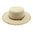 thumbnail image 1 of Ladies Wide Brim Raffia Straw Sun Hat with Belt Beach Hat for Summer Outings and Travel Women's Fedora Hats for Summer Made for More Hat Cute Visor Hat Pineapple and Star Hats for Women Engaged, 1 of 3