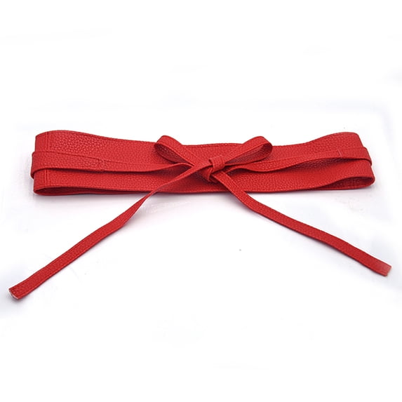 Ladies Wide Leather Belt Adjustable Bow Tie Front Closure Fashion Waist Cincher for Tunic Cardigan Maxi Dress Waistband