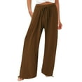 thumbnail image 1 of Ladies Wide Leg Trousers Casaul Loose Palazzo Pants with Adjustable Cuff Elasticated Waist Drawstring Womens Trousers Solid Colour Lounge Pants for Travel Vacation Beach, 1 of 5