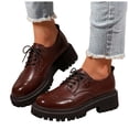 thumbnail image 1 of Ladies Wingtip Brogue Chunky Platform Oxford Shoes Comfortable Lace Up Leather Non Slip Retro Dressy Shoes, 1 of 6