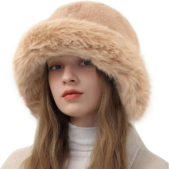 Ladies Winter Bucket Hat Ladies Furry Snow Hat Furry Fisherman Hat Warm Cute