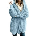 thumbnail image 1 of Ladies Winter Coats Clearance Sale,Womens Fuzzy Fleece Open Front Hooded Cardigan Jackets Sherpa Outerwear Coats with Pockets, 1 of 6