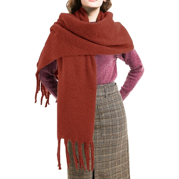 Ladies Winter Knit Scarf Long Wrap with Soft Texture Like for Layering with Blazer Vest Scarf