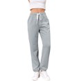 thumbnail image 1 of Ladies Winter Pants Lace-up High Waist Pockets Cotton Thermal Sweatpants Knit Textured Pajama Bottoms Joggers (XX-Large, Gray), 1 of 6