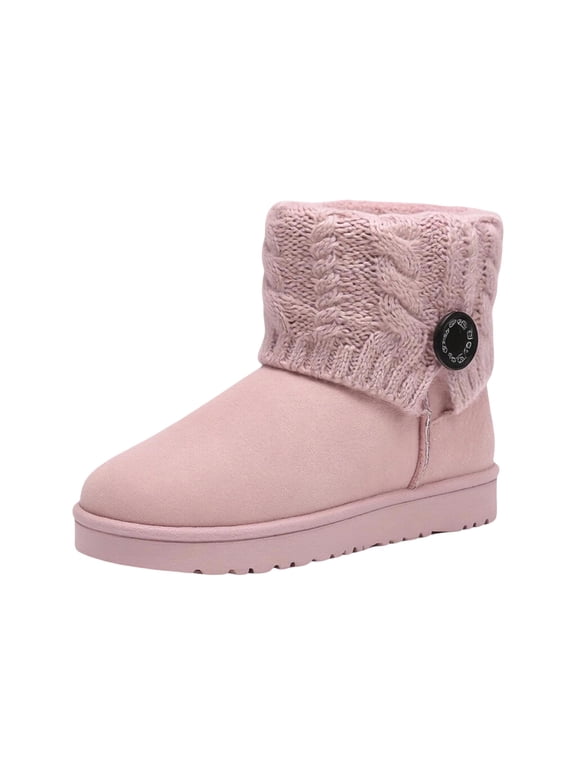 Ladies Winter Snow Booties Round Toe Chunky Heel Thick Sole Warm, Flock Suede Material Us 6