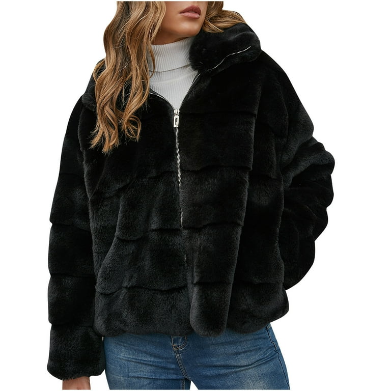 Ladies Winter Thermal Jacket Faux Jacket Thermal Faux Fur Jacket
