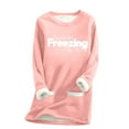thumbnail image 1 of Ladies Winter Warm Tunic Tops Sherpa Fleece Lined Thermal Hoodie Funny Pullover Sweaters, Yes I'm Still Freezing (Small, Pink 04), 1 of 3