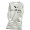 thumbnail image 1 of Ladies Winter Warm Tunic Tops Sherpa Fleece Lined Thermal Hoodie Funny Pullover Sweaters, Yes I'm Still Freezing (X-Large, Gray 01), 1 of 3