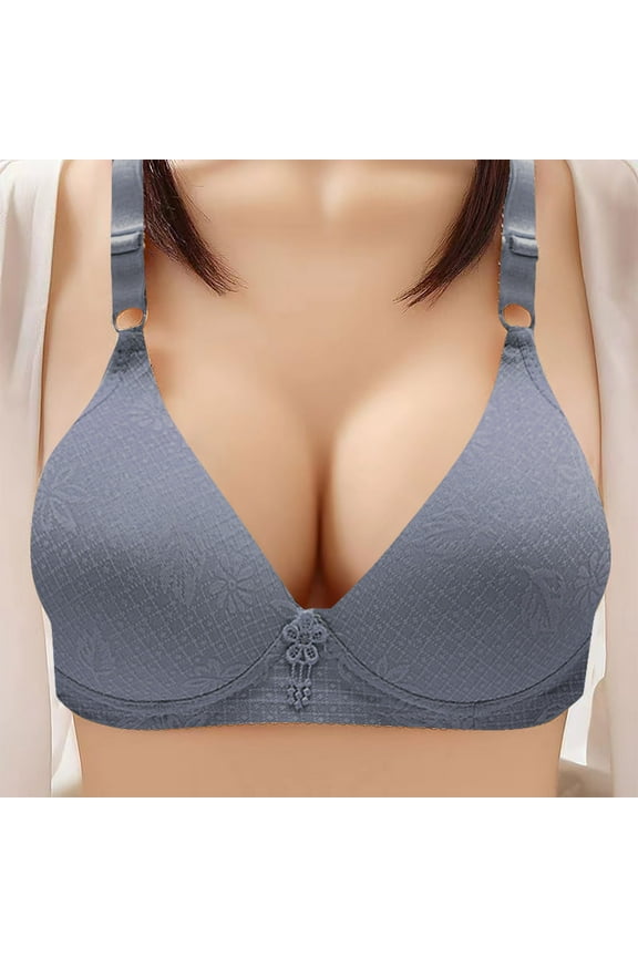 Ladies Wireless Bra Breathable Comfortable Plus Size Push-up Underwear No Steel Daily Bra Cup Size 36/80-42/95 (38/85, Blue)