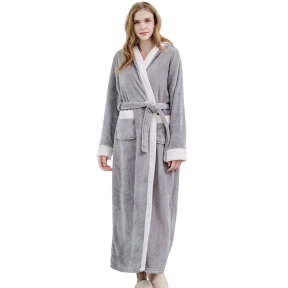 Ladies Women Autumn And Winter Long Warm Nightgown Nightdress