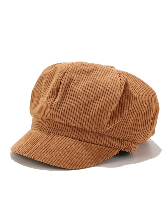 Ladies Womens Girls Corduroy Baker Boy Peaked Cap Winter Newsboy Hat