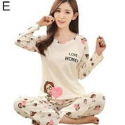 YMDZ Ladies Womens Pyjamas Set Long Sleeve Top Nightwear Pajamas W4L4