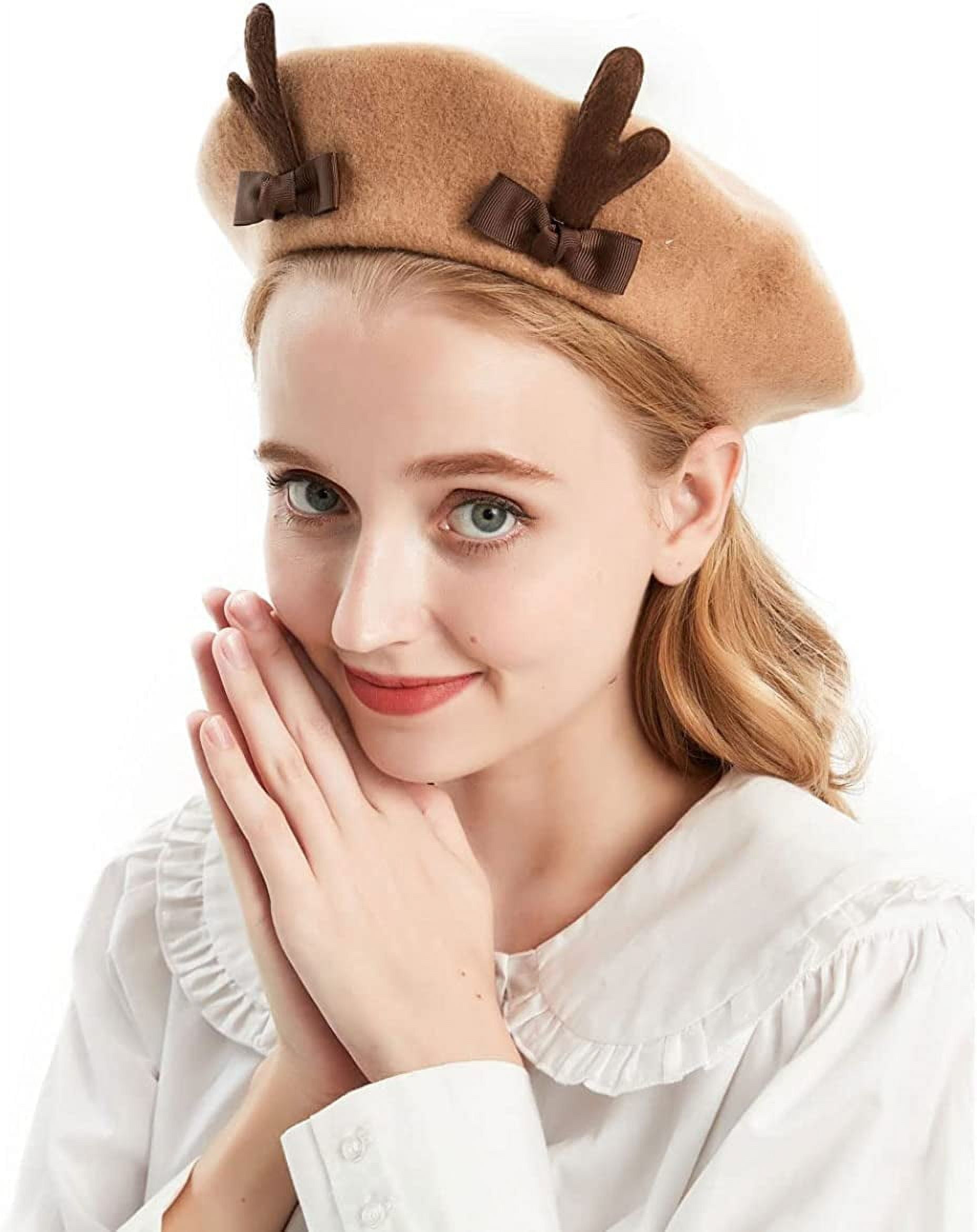 Cute Lovely Antlers Woollen Beret YV2111