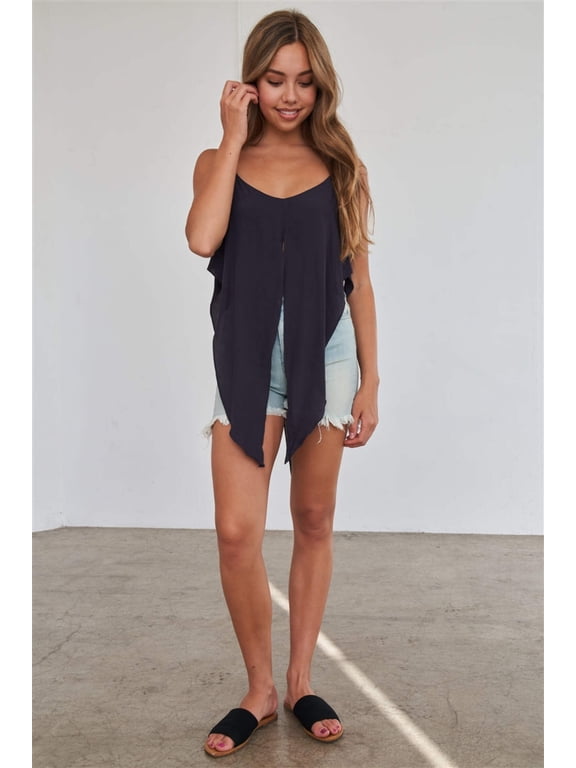 Ladies Wrap Tank Top Women's Cami Tank Cropped Navy