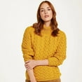 thumbnail image 1 of Ladies Yellow Crew Neck Soft Merino Sweater Size X-Large Made By Aran Woollen Mills, 1 of 5