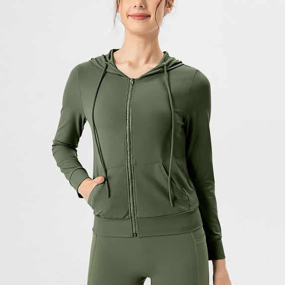 Ladies Yoga Hooded Slim Fitness Clothes High Elastic Breathable Running Jacket Clothes for Women Women Vest plus Juniors Zip up Hoodie Women Turtleneck Hoodie Jackets Long Sleeve Casual Color Women