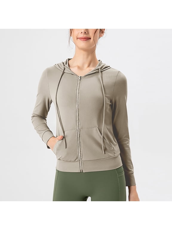 Ladies Yoga Hooded Slim Fitness Clothes High Elastic Breathable Running Jacket Clothes for Women Women Vest plus Juniors Zip up Hoodie Women Turtleneck Hoodie Jackets Long Sleeve Casual Color Women