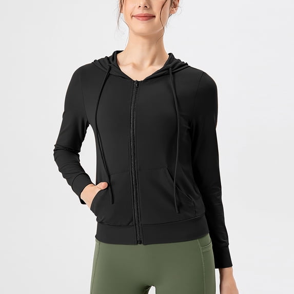 Ladies Yoga Hooded Slim Fitness Clothes High Elastic Breathable Running Jacket Clothes for Women Women Vest plus Juniors Zip up Hoodie Women Turtleneck Hoodie Jackets Long Sleeve Casual Color Women