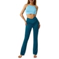 thumbnail image 1 of Ladies Yoga Pants Cross Waist Leggings Workout Skinny Flare Pants for Fitness, 1 of 9
