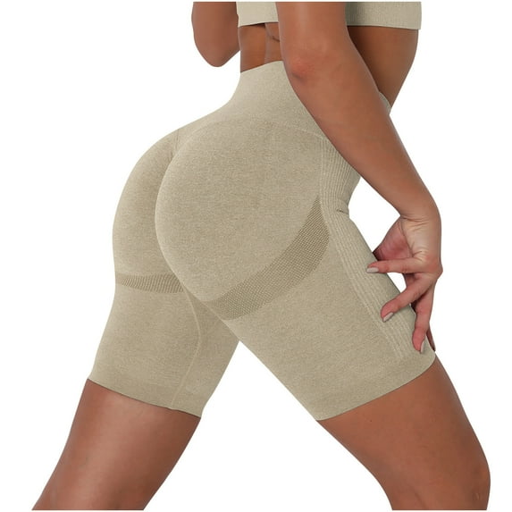 Ladies Yoga Shorts Solid Color Sweatshorts for Women High Waist Stretchy Sweat Shorts Workout Short Leggings