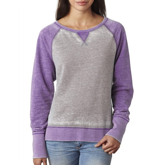 Ladies' Zen Contrast Crew - CEMENT/ VERY BRY - 2XL