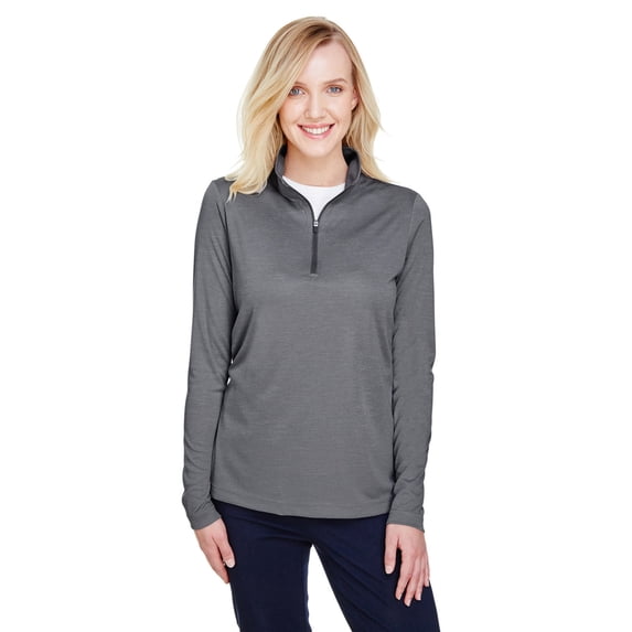 Ladies' Zone Sonic Heather Performance Quarter-Zip - DK GREY HEATHER - XS