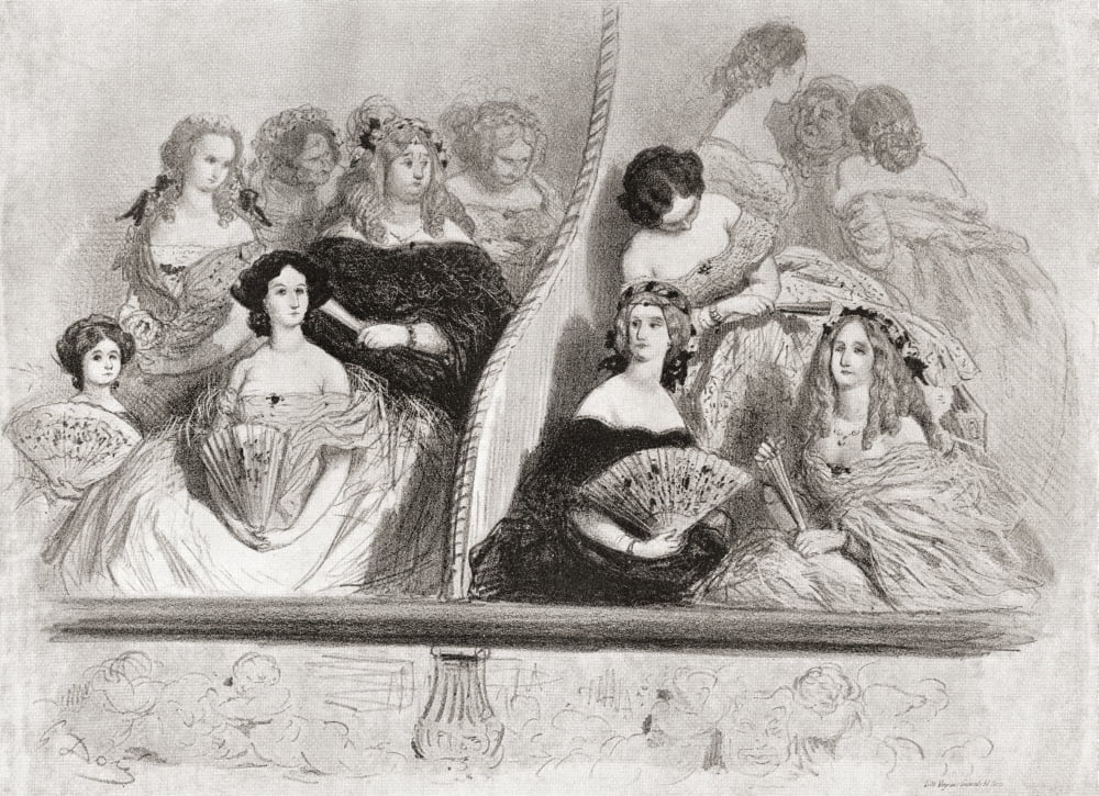 Ladies at the theatre after a 19th century work by Gustav Dor Canvas Art - Ken Welsh Design Pics (16 x 12)