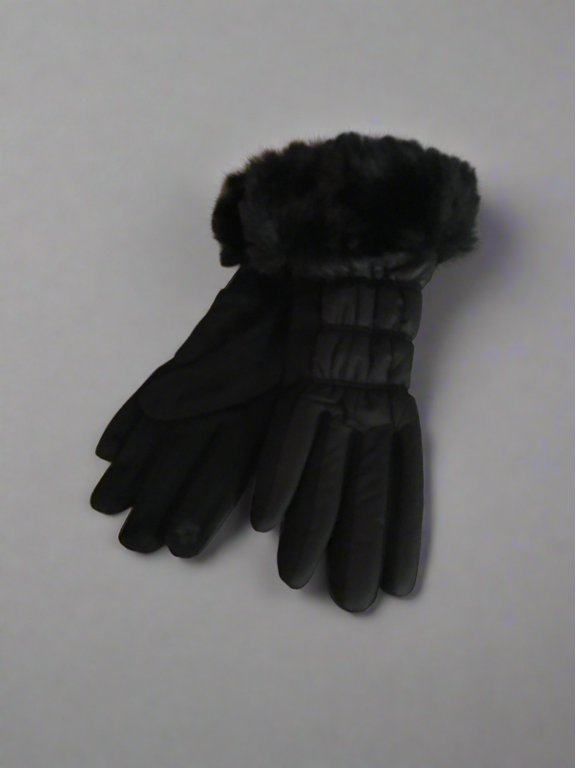 Ladies black Gloves with Fuzzy wrists