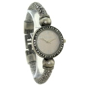 Ladies black metalic fashion Clubbing watch 29mm 9mm thick. CZ bezel, 10mm wide metal mesh strap fits 8 inches wrist.