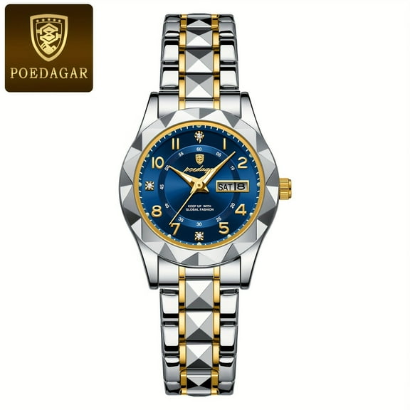 Ladies' business casual quartz watch with luminous fashion date hands and steel band wristwatch