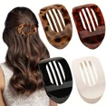 thumbnail image 1 of Ladies' fashionable oval hair clip, anti slip volume flat top round clip, casual multifunctional solid color hair clip, suitable for thick or sparse hair (4Pcs-A), 1 of 10