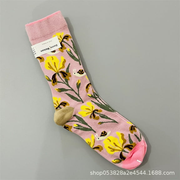 Ladies' niche fun oil painting artistic color socks, high tube trendy socks(2 pairs)