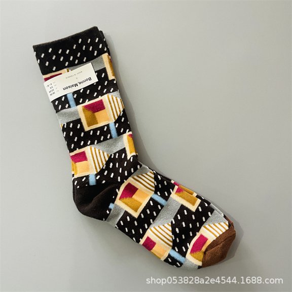 Ladies' niche fun oil painting artistic color socks, high tube trendy socks(2 pairs)