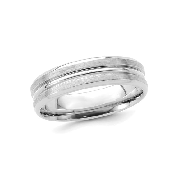 Ladies or Mens 14K White Gold 6mm Fancy Satin Brush Wedding Band Ring for Men