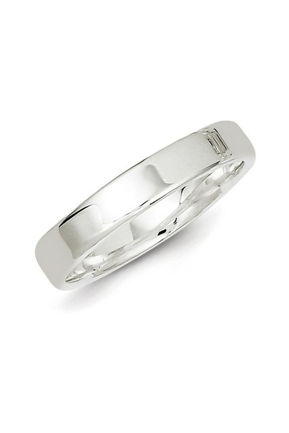 Ladies or Mens Comfort Fit 4mm Flat Wedding Band Ring in Sterling Silver for Women