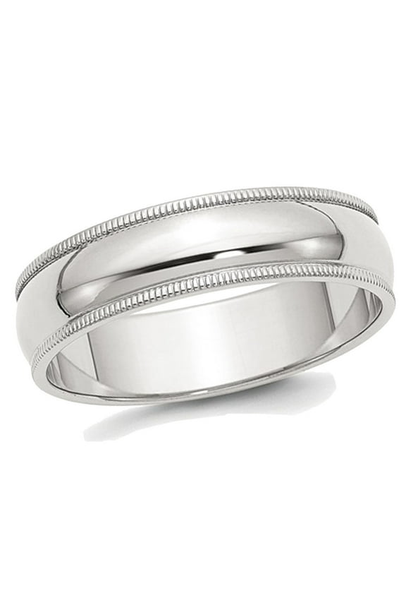 Gem & Harmony Ladies or Mens Sterling Silver 6mm Milgrain Wedding Band Ring for Men