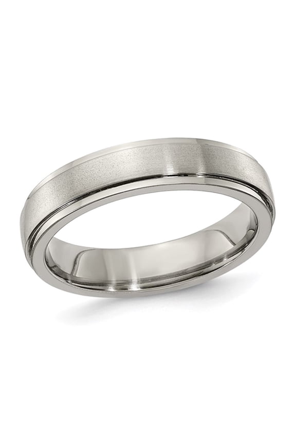 Ladies or Mens Titanium Brushed Step-Edge Band Ring (5mm)