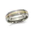 thumbnail image 1 of Ladies or Mens Titanium Ridged Edge 6mm 14K Yellow Inlay Brushed Wedding Band Ring for Women, 1 of 7