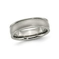 thumbnail image 1 of Gem & Harmony Ladies or Mens Titanium Ridged Edge 6mm Satin Wedding Band Ring for Women, 1 of 7