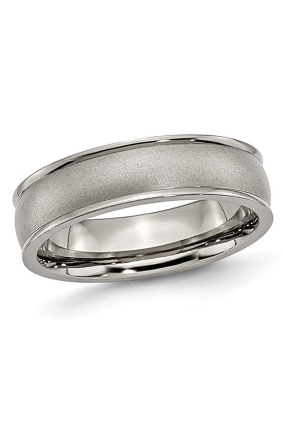 Gem & Harmony Ladies or Mens Titanium Ridged Edge 6mm Satin Wedding Band Ring for Women