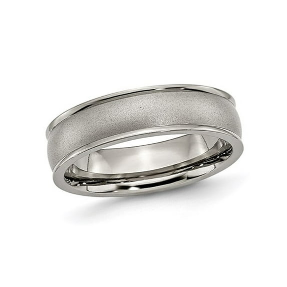 Gem & Harmony Ladies or Mens Titanium Ridged Edge 6mm Satin Wedding Band Ring for Women