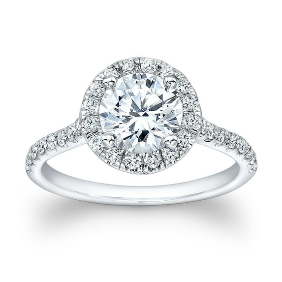 Ladies platinum art-deco engagement ring with 0.40 ctw diamonds and natural 1ct Round Brilliant White Sapphire Center