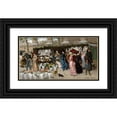 thumbnail image 1 of Ladislaus Bakalowicz 18x11 Black Ornate Wood Framed Double Matted Museum Art Print Titled - A Flower Market at La Madeleine, Paris, 1 of 5
