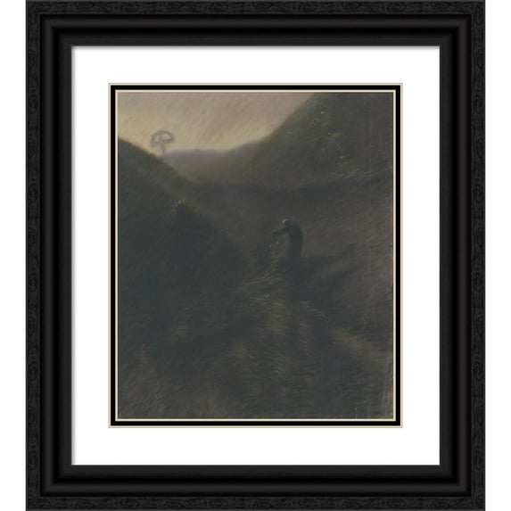 Ladislav Mednyánszky 15x17 Black Ornate Wood Framed Double Matted Museum Art Print Titled - Nostalgia (1895)