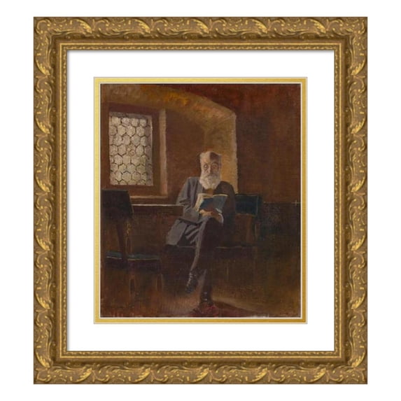 Ladislav Mednyánszky 15x17 Gold Ornate Wood Frame and Double Matted Museum Art Print Titled - Baron Eduard Mednyaszky, the Painter's Father (1890-1895)