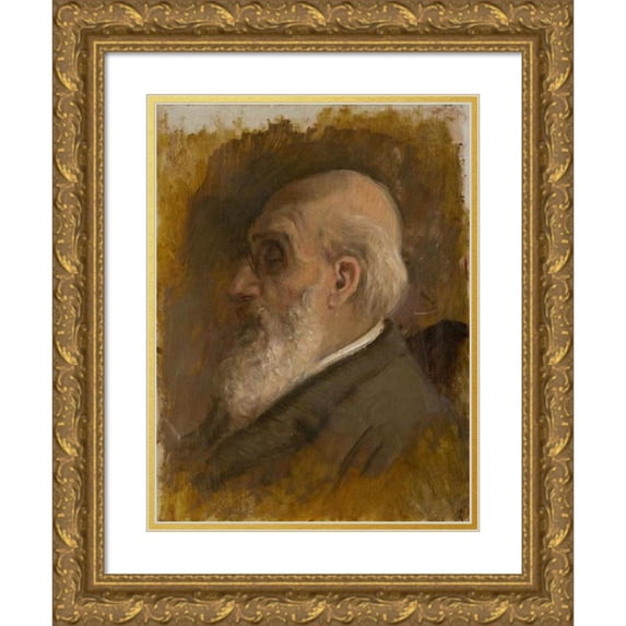 Ladislav Mednyánszky 15x18 Gold Ornate Wood Frame and Double Matted Museum Art Print Titled - Painter's Father Profile with Pince-Nez (1890-1895)