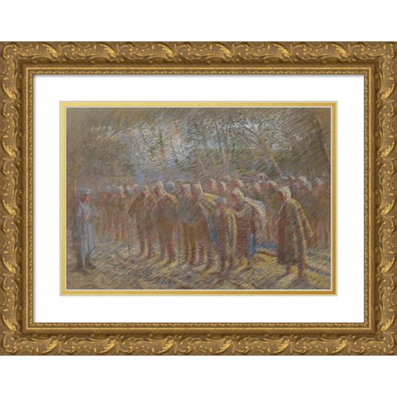 Ladislav Mednyánszky 24x18 Gold Ornate Framed and Double Matted Museum Art Print Titled - Prisoners of War (1914-1918)