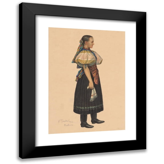 Ladislav Treskoň 18x24 Black Modern Framed Museum Art Print Titled - Study of a Woman from Habina (1923)