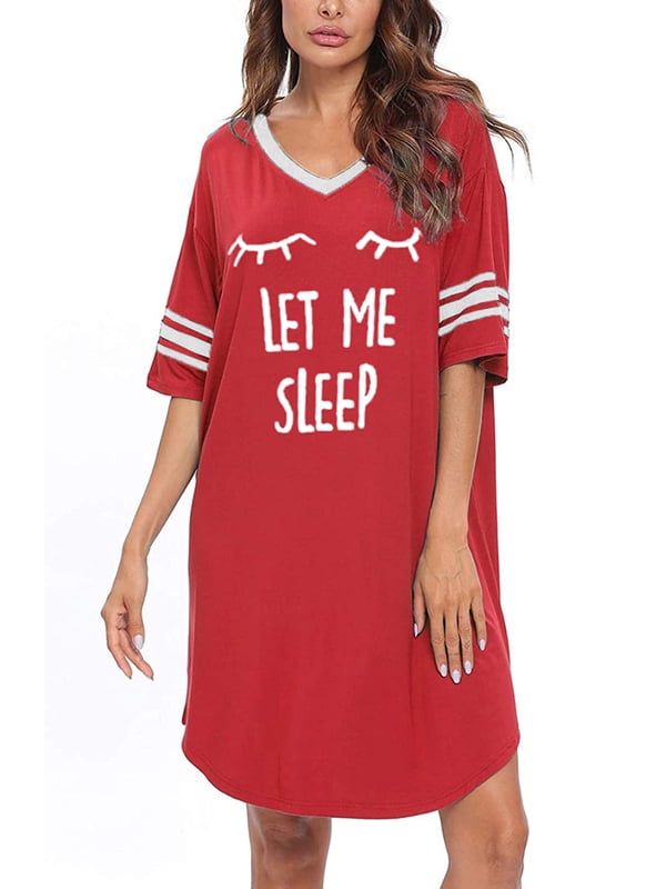 Ladiyo Women’s Sleep Shirts Short Sleeve Cotton Sleep Wear Novelty